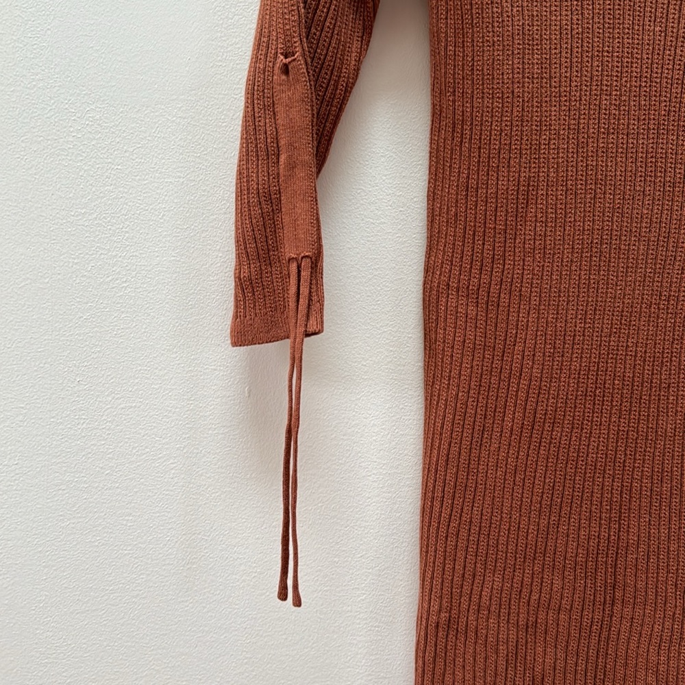 NWT Rust Ribbed Knit Mini Dress - Picture 3 of 7
